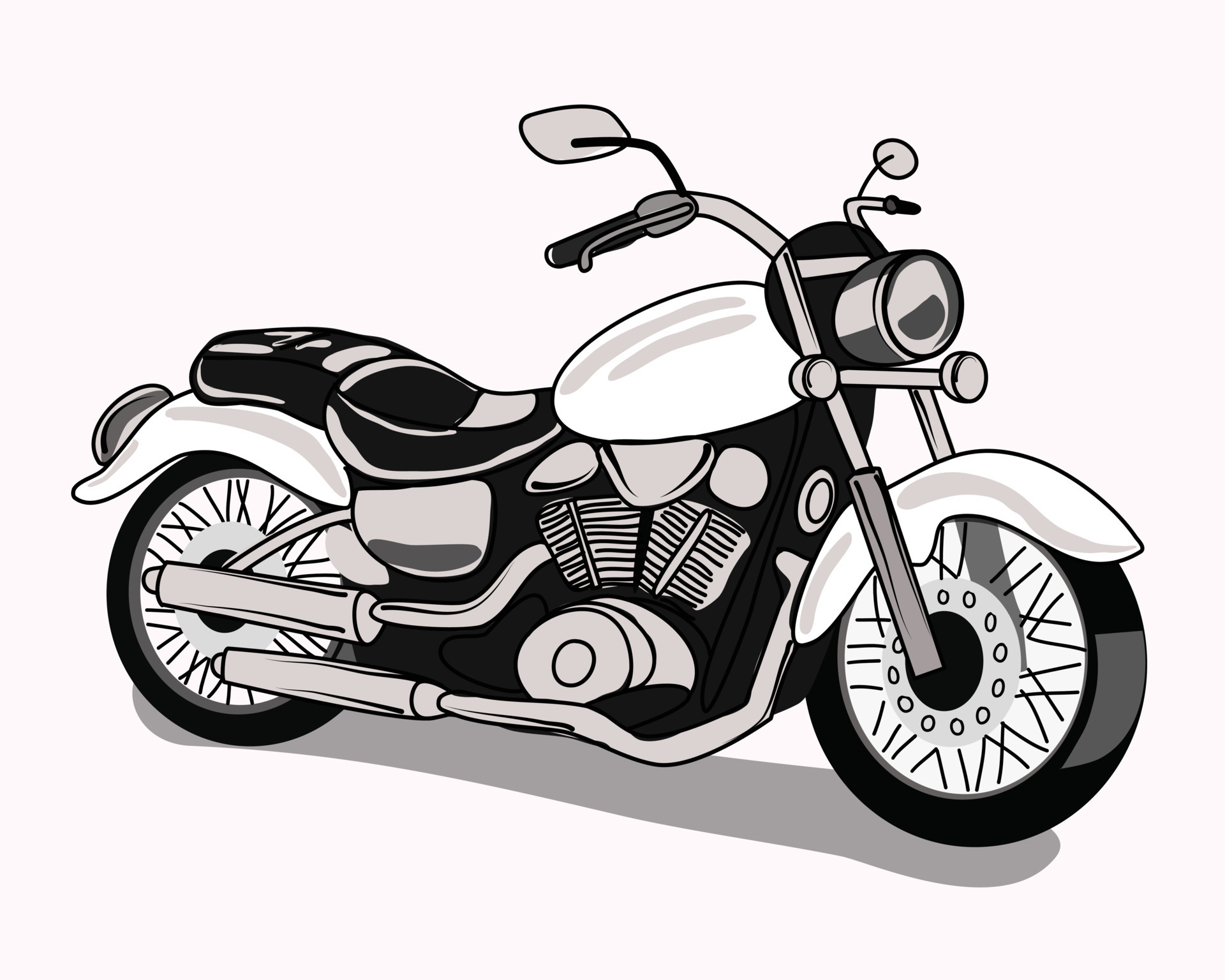 a classic motorcycle in vector illustration design in black and white