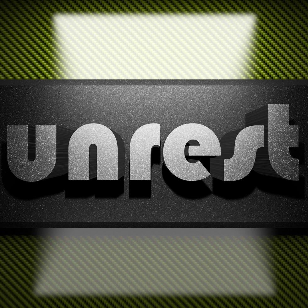 unrest word of iron on carbon photo