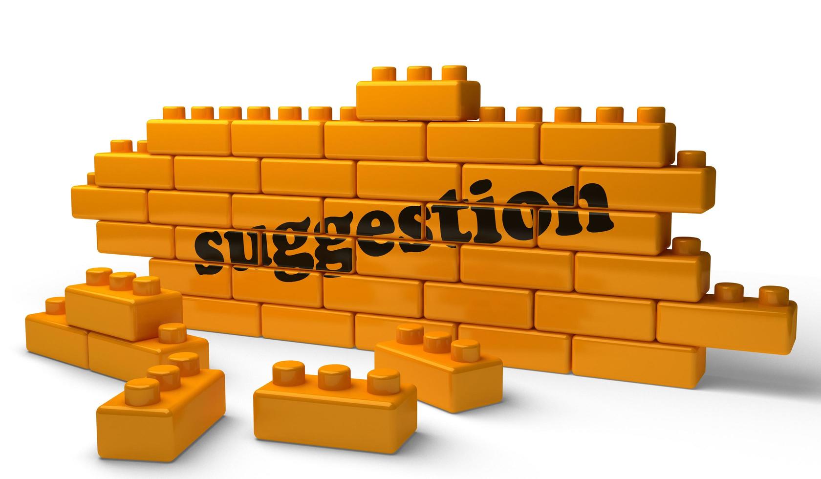 suggestion word on yellow brick wall photo