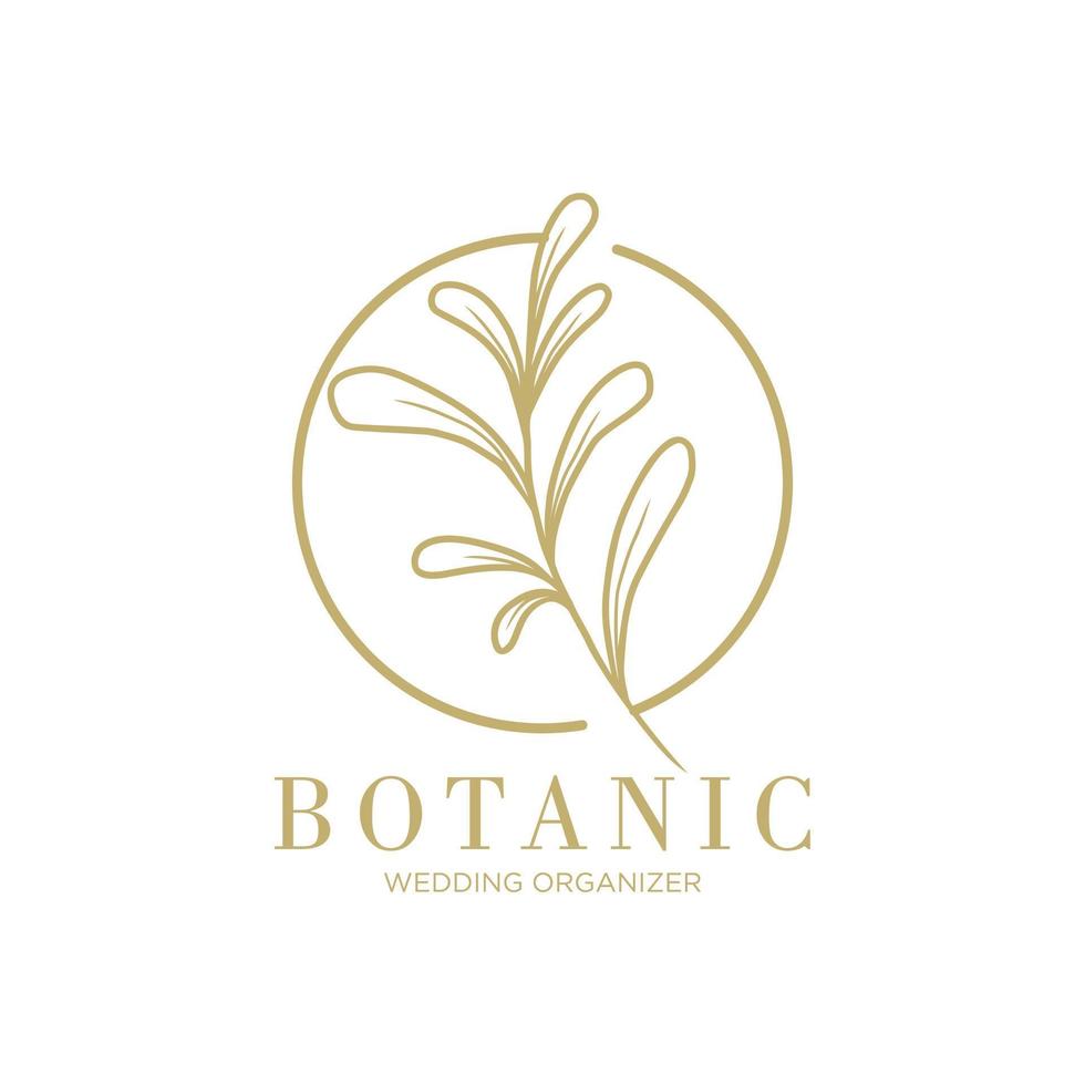 botanical floral element hand drawn logo with wild flower and leaves. logo for spa and beauty salon, organic shop, weddiing, floral designer and etc. vector