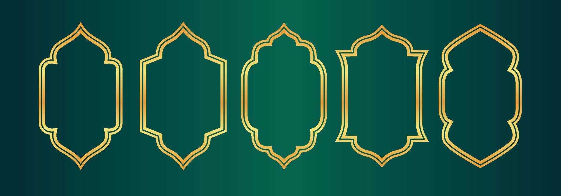 diseño dorado de ventanas árabes para la plantilla ramadan kareem vector