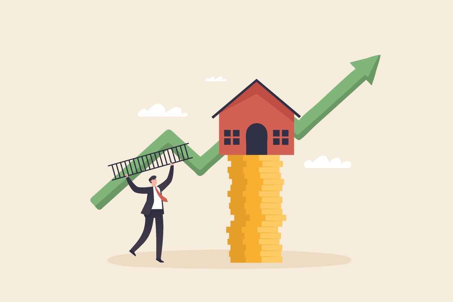 Housing price rising up real estate or property growth concept. vector