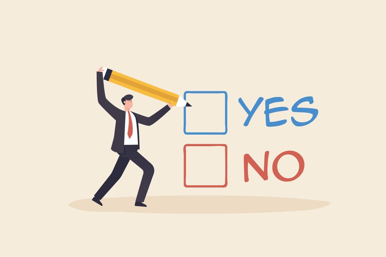 Business decision making, choose yes or no alternative or choices. vector