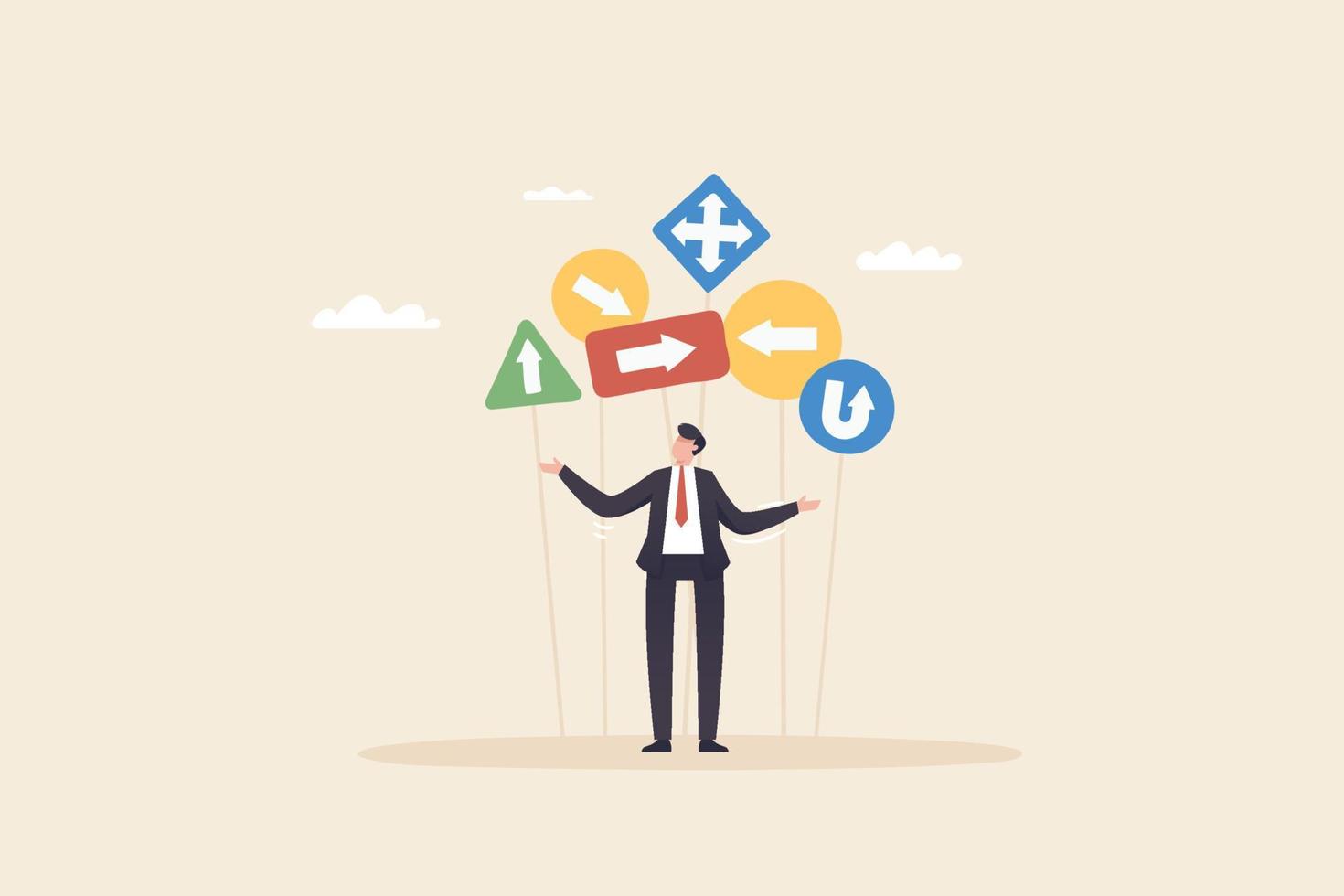 Crossroads as business strategy choice and future options concept. vector
