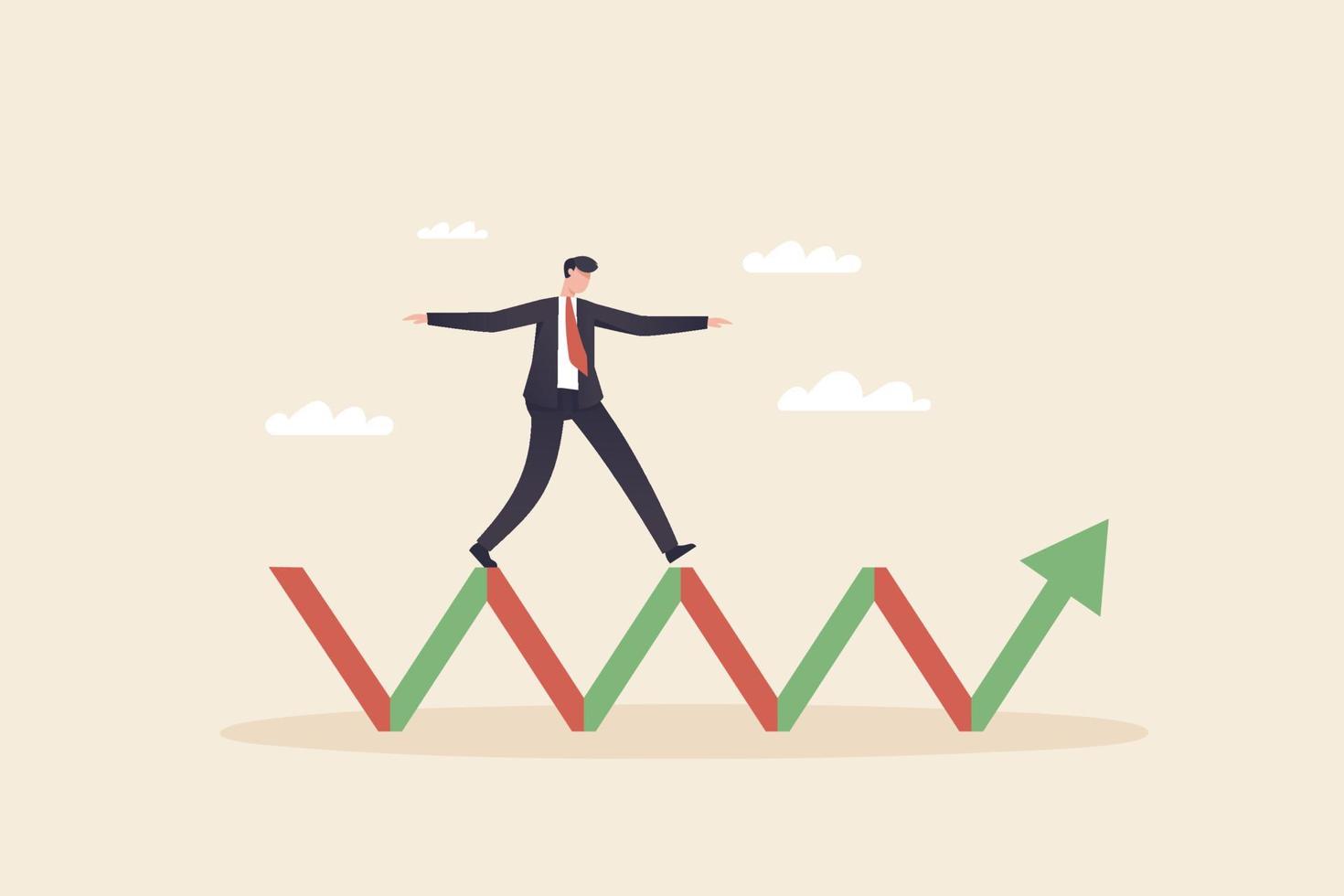 Financial stock market volatility rising and falling concept. stock market risk or crypto currency market. vector