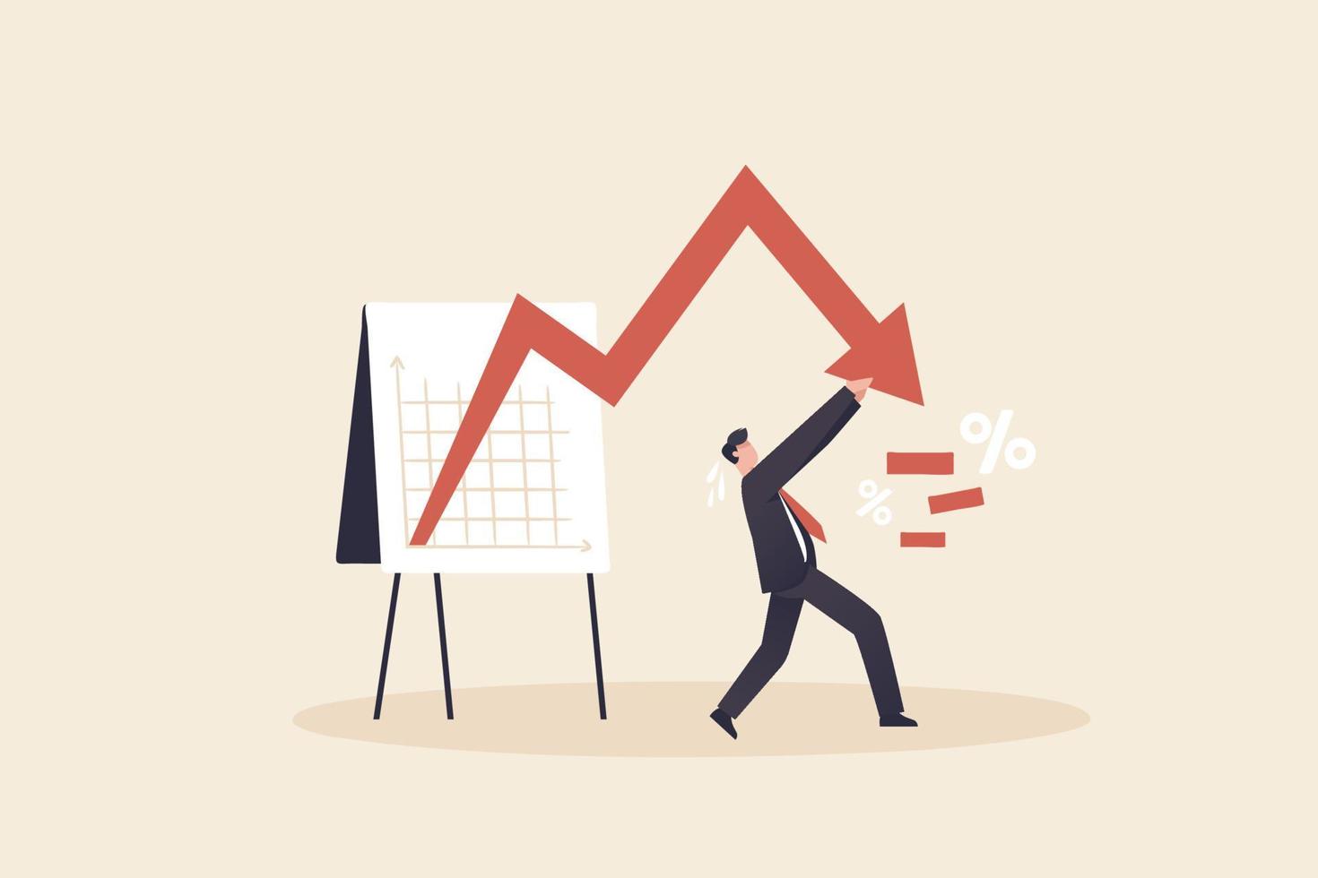 Business presentation, businessman investor push arrow graph and chart to be back. vector