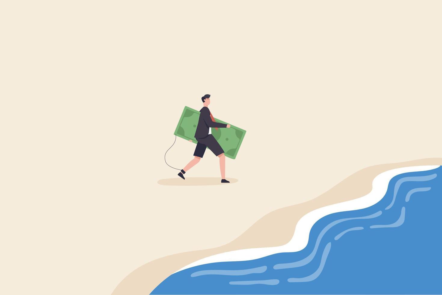 Businessman with surfboard. vector