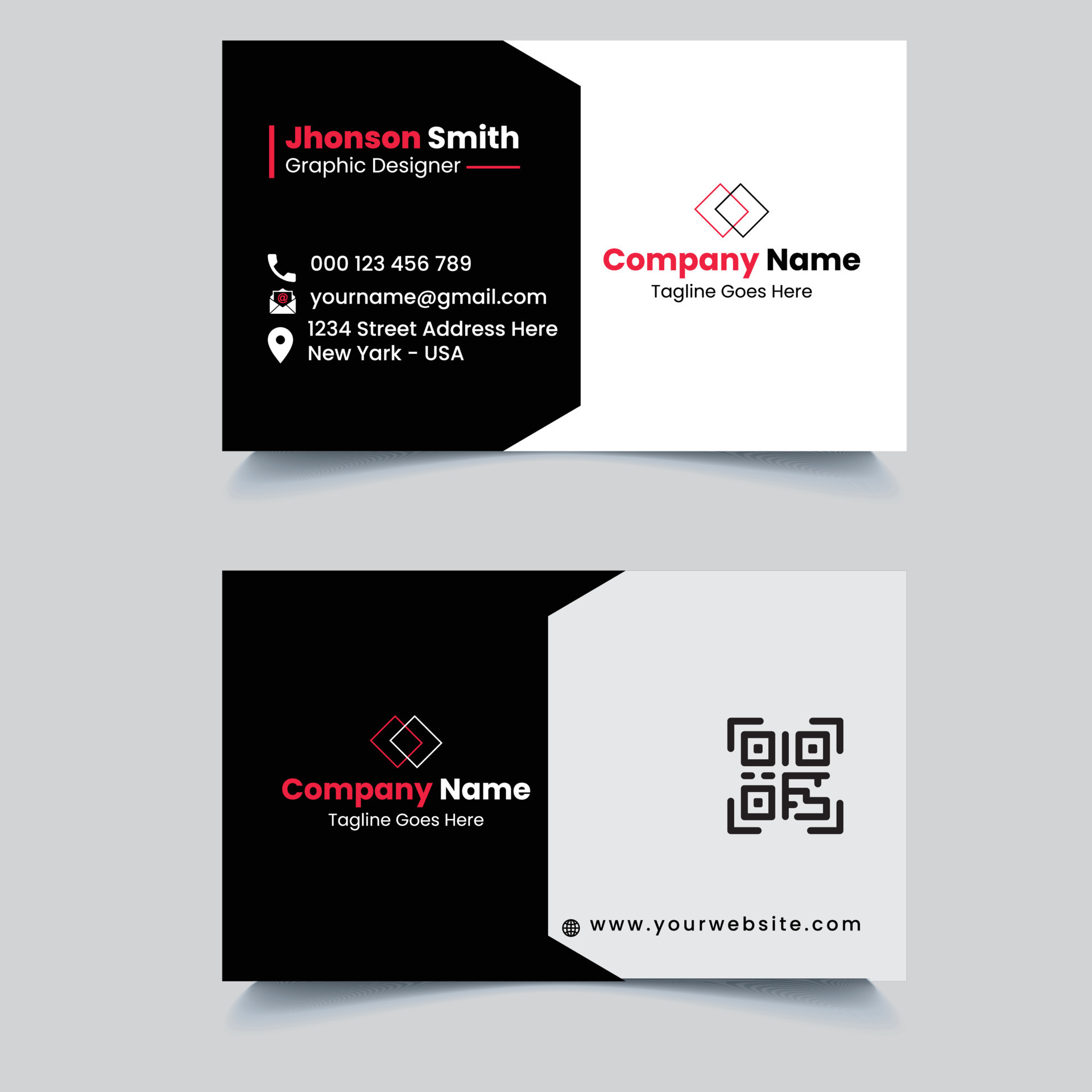 Black White Business Card Design 7608419 Vector Art at Vecteezy