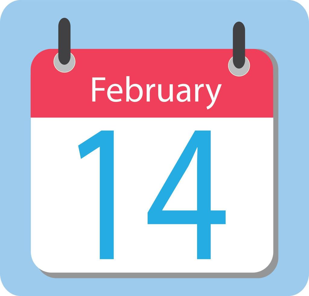 Valentines day flat calendar icon, February 14. Love Date. vector