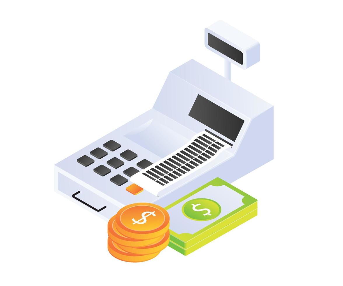 cashier payment machine in isometric style vector