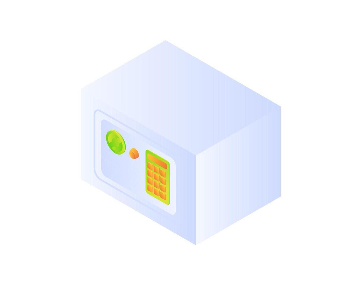 money safe with digital security code in isometric style vector