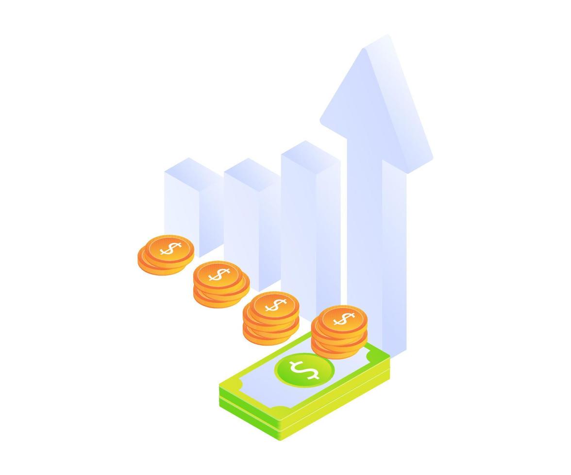ilustración isométrica del crecimiento financiero empresarial vector