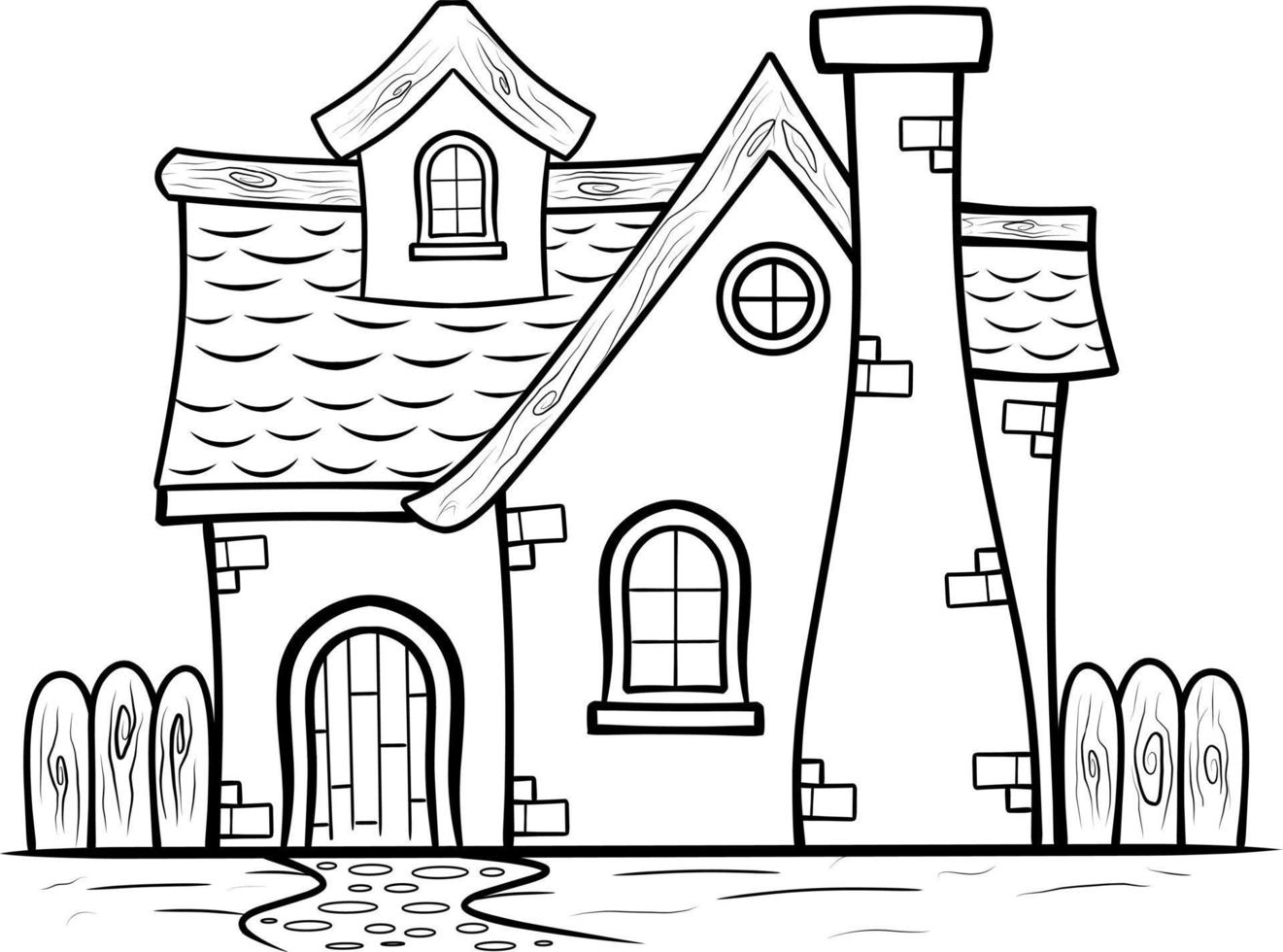 Cute house Illustration isolated on white background Coloring Page for kids vector