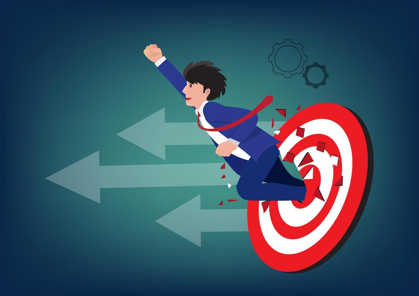 Businessman surpassing goals to achieve great success Vector Illustration