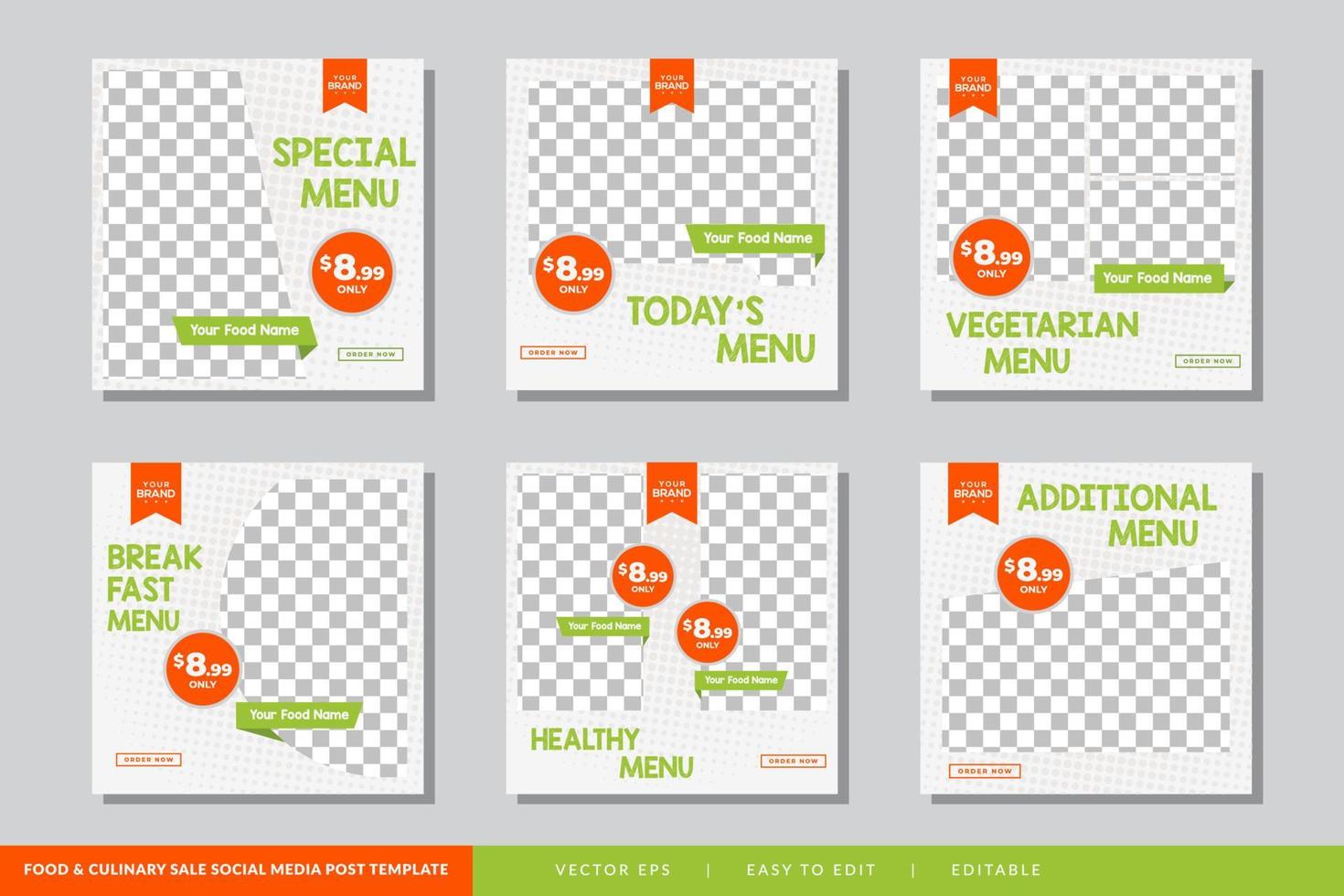 Food Culinary Social Media Post template Vector