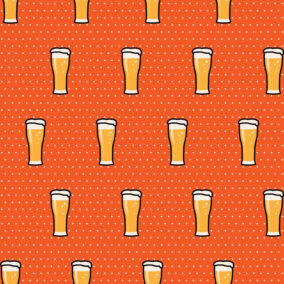 Seamles Pattern weizen glass beer with polkadot background vector