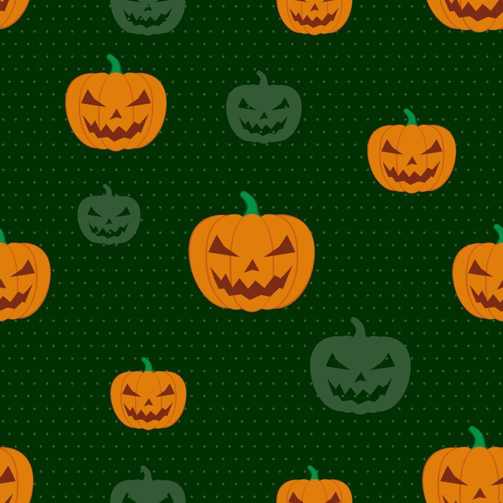 seamless, patrón, halloween, calabaza, oscuro, verde, plano de fondo vector