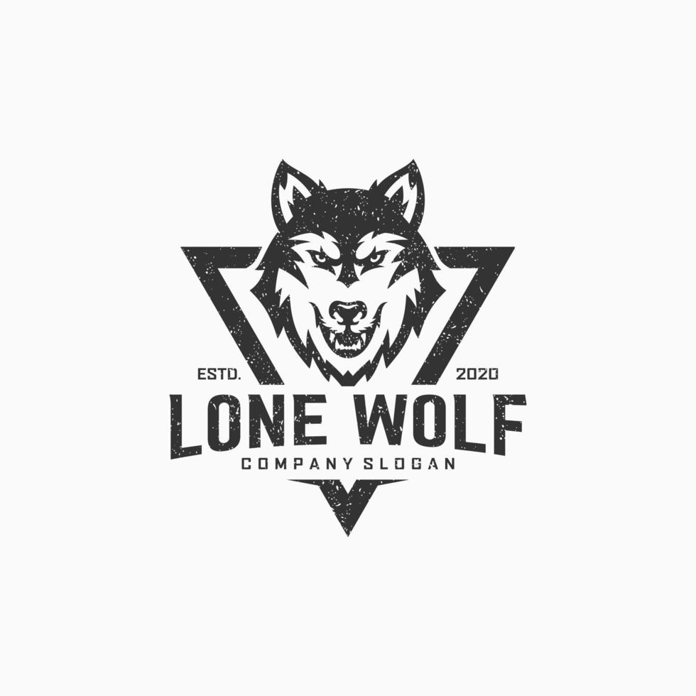 Ilustración de vector de logotipo de lobo salvaje vintage