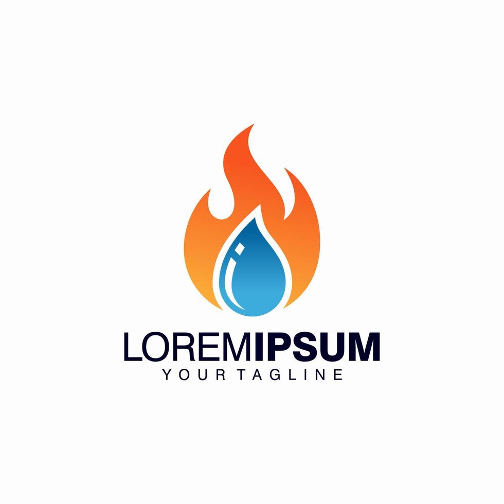 plantilla de vector de diseño de logotipo de fuego y agua