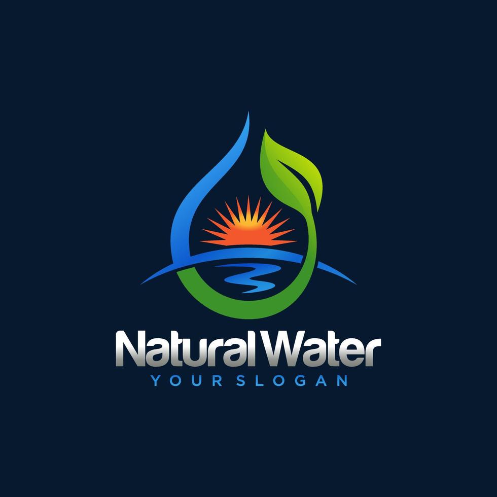 Water Drop Nature Leaf Logo Design Vector Template