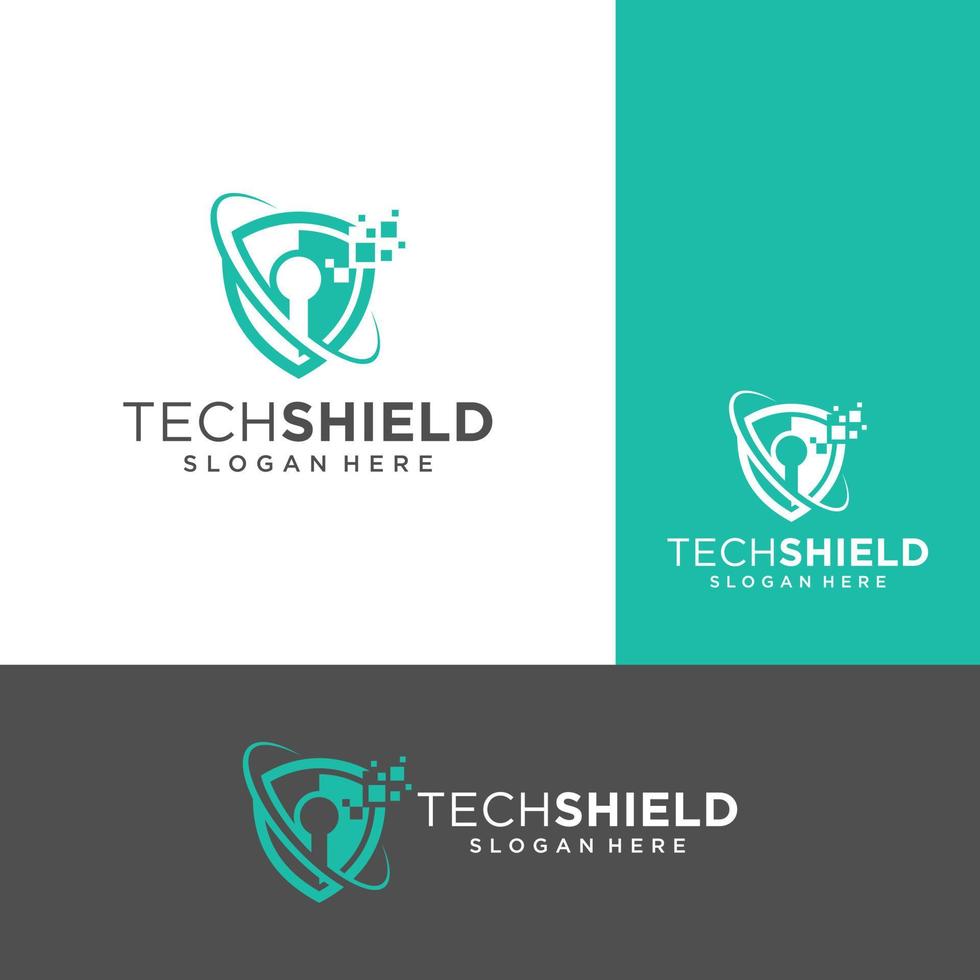 escudo tecnología logo icono stock vector