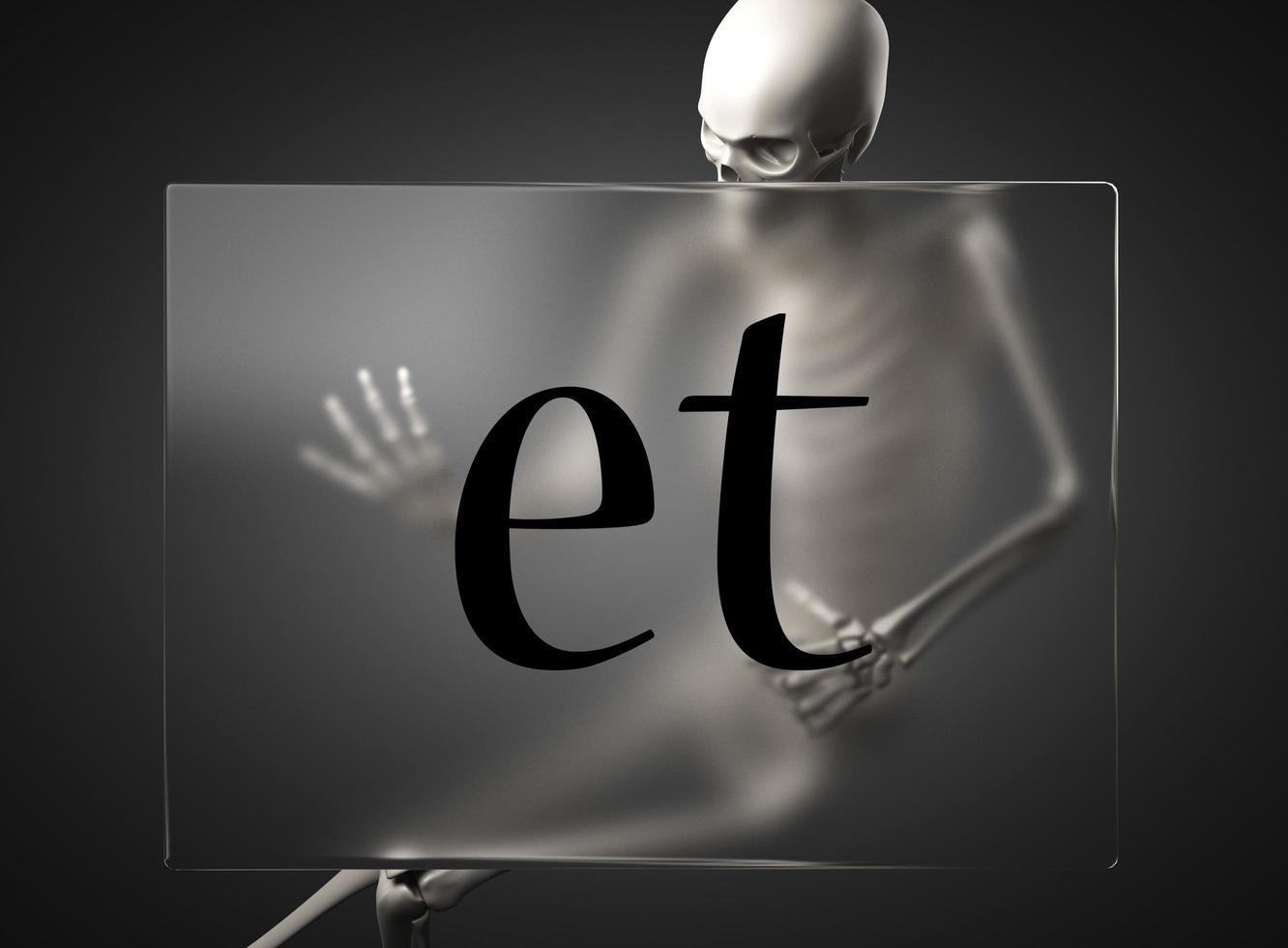 et word on glass and skeleton photo