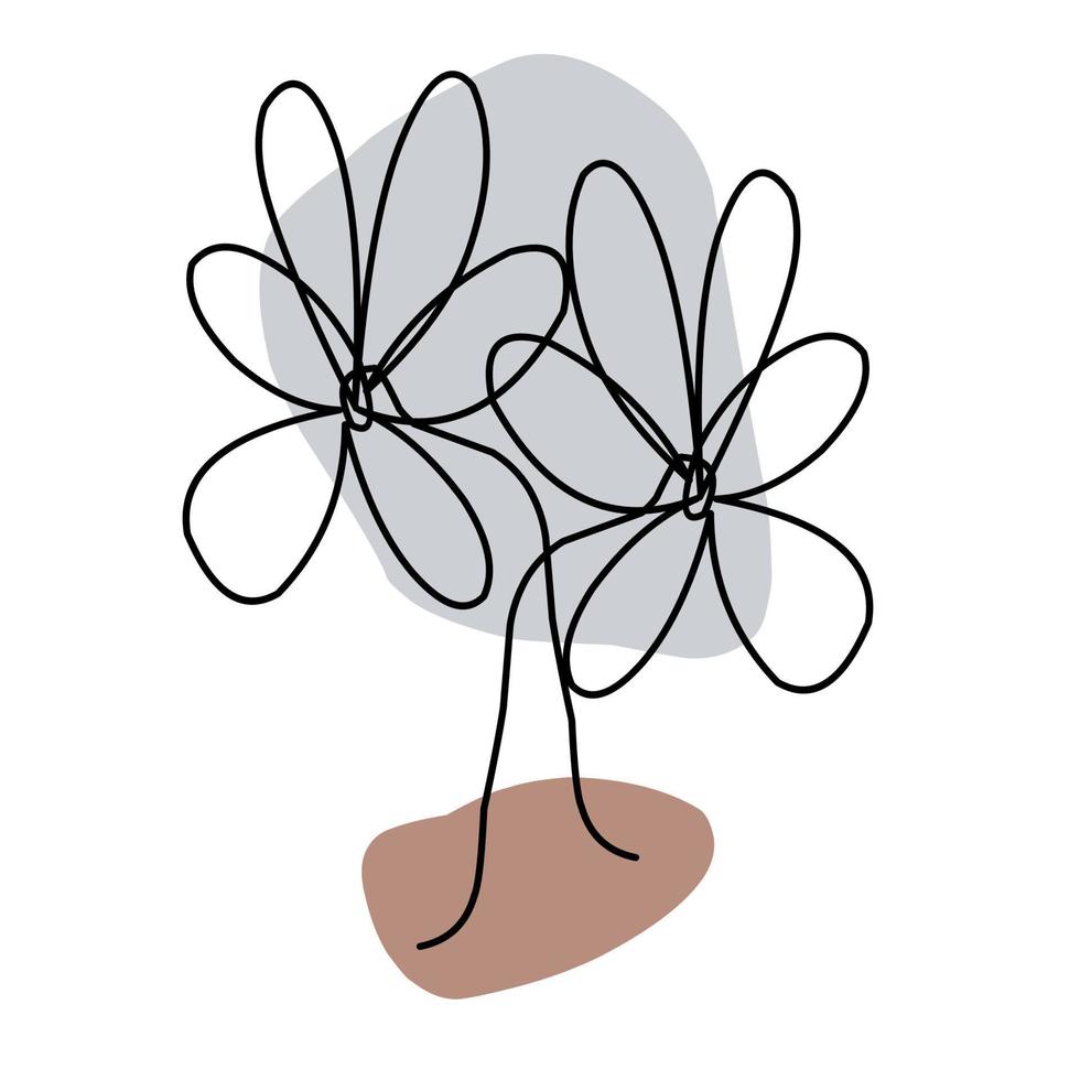 Botanical wall art vectors. Artistic image of foliage outline with abstract shapes. Plant art design for printing, cover art, wallpaper, minimalist and natural art vector