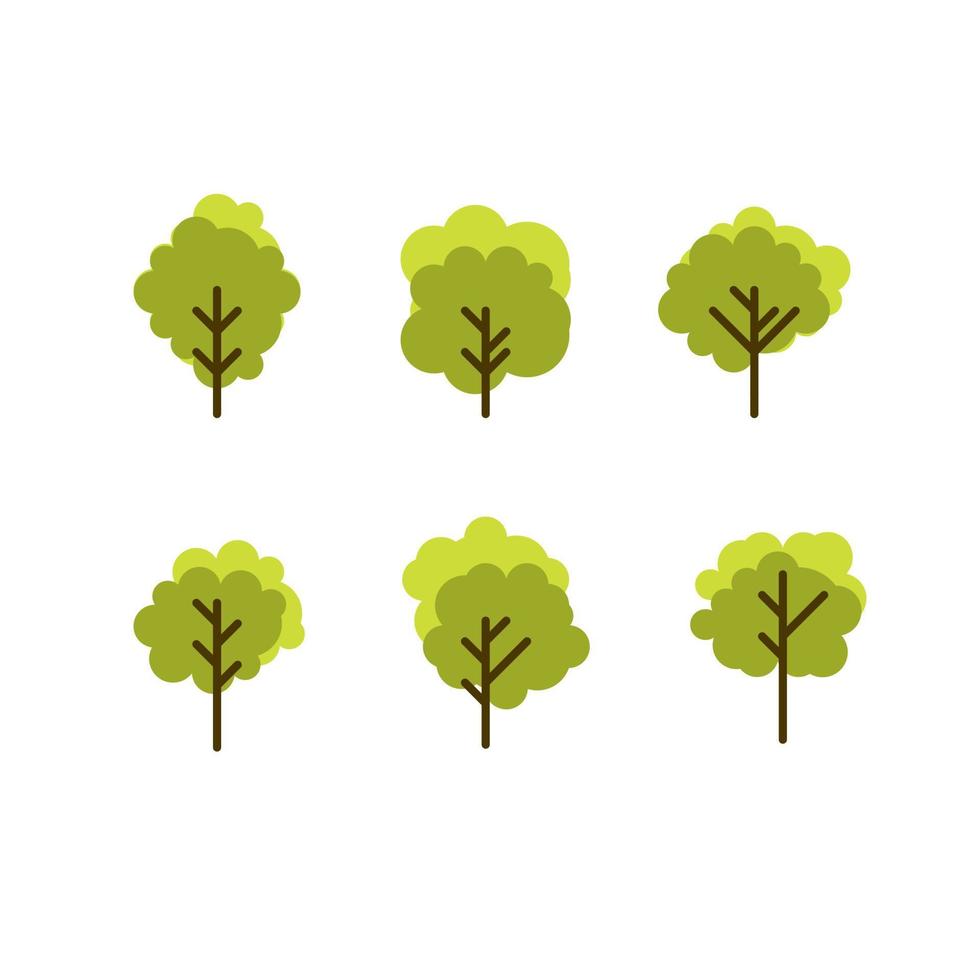 conjunto de iconos de árbol de colección. conjunto plano de iconos de vector de árbol sobre fondo blanco