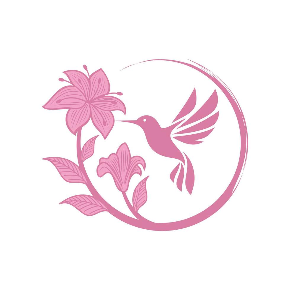 Hummingbird bird flower tropical logo illustration vector