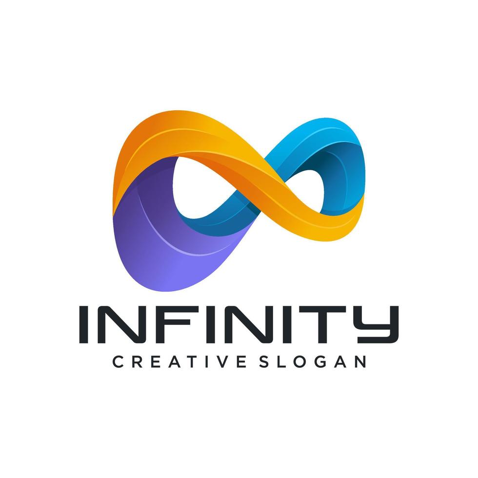 Infinite limitless symbol icon or logo design template. Corporate branding identity colorful gradient vector