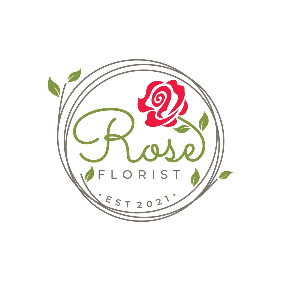 plantilla de diseño de logotipo de vector de rosa, icono de belleza de pétalo de línea mínima, signo abstracto floral de salón, ilustración vectorial