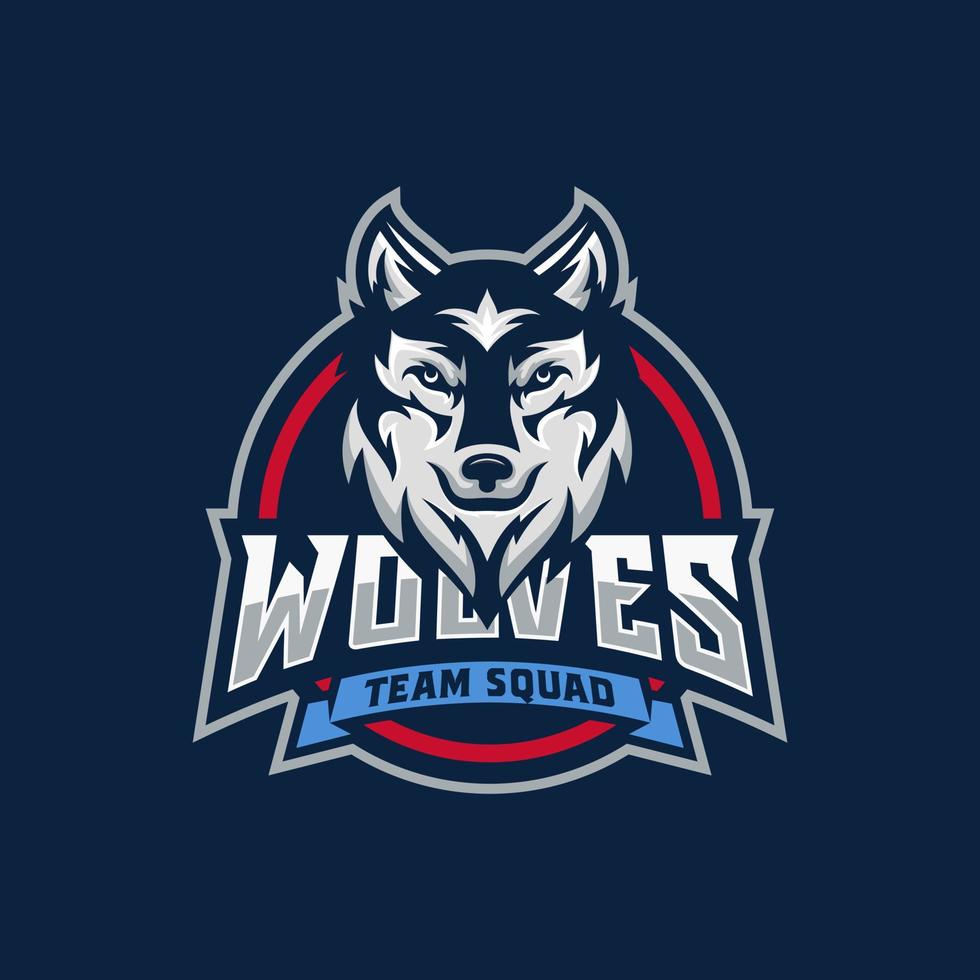 wolf vector mascot logo design with modern illustration concept style for badge, emblem and tshirt printing. angry wolf illustration for sport and esport team.