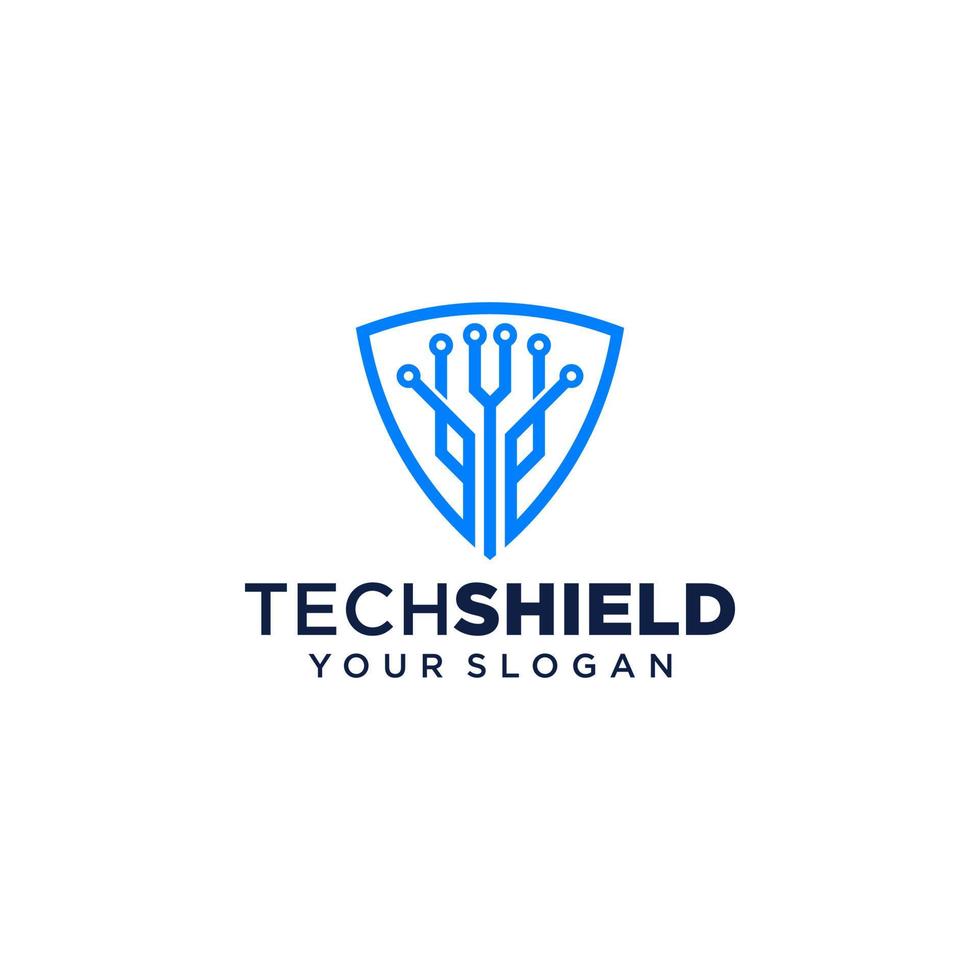 Shield Technology Logo Icon Stock Vector