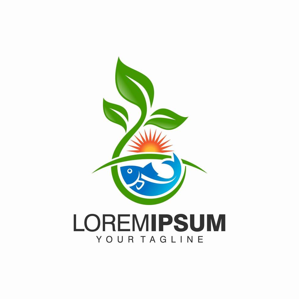 Aquaponics Logo Stock Vector Template