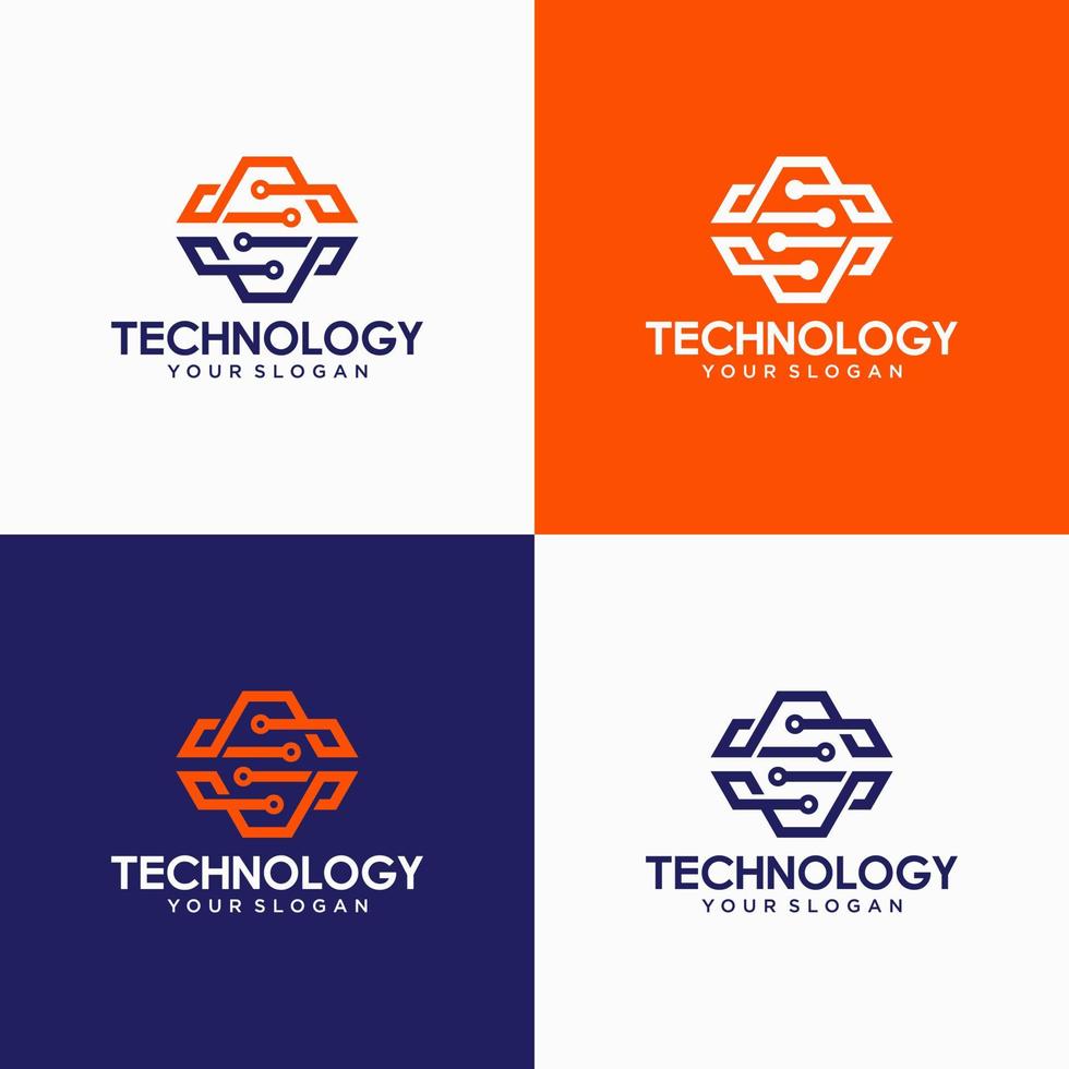 Modern Hexagon tech logo designs concept vector, Hexa Technology logo template vector