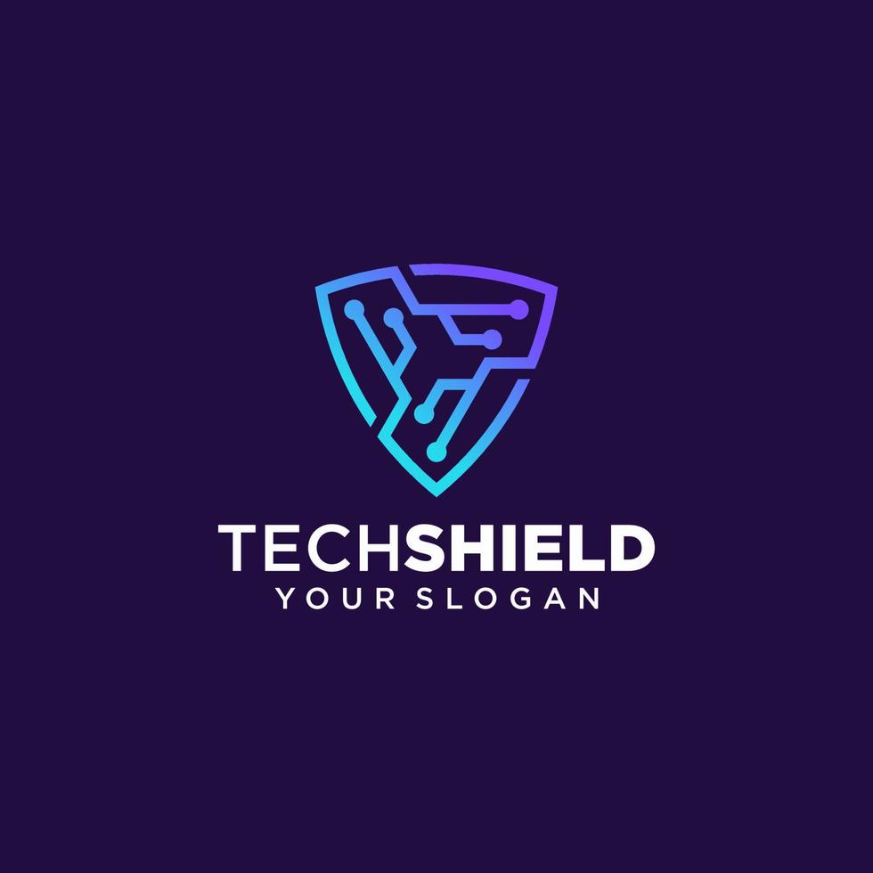 Shield Technology Logo Icon Stock Vector