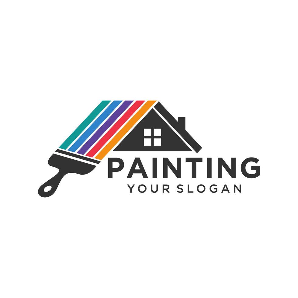 plantilla de vector de diseño de logotipo de pintura de casa