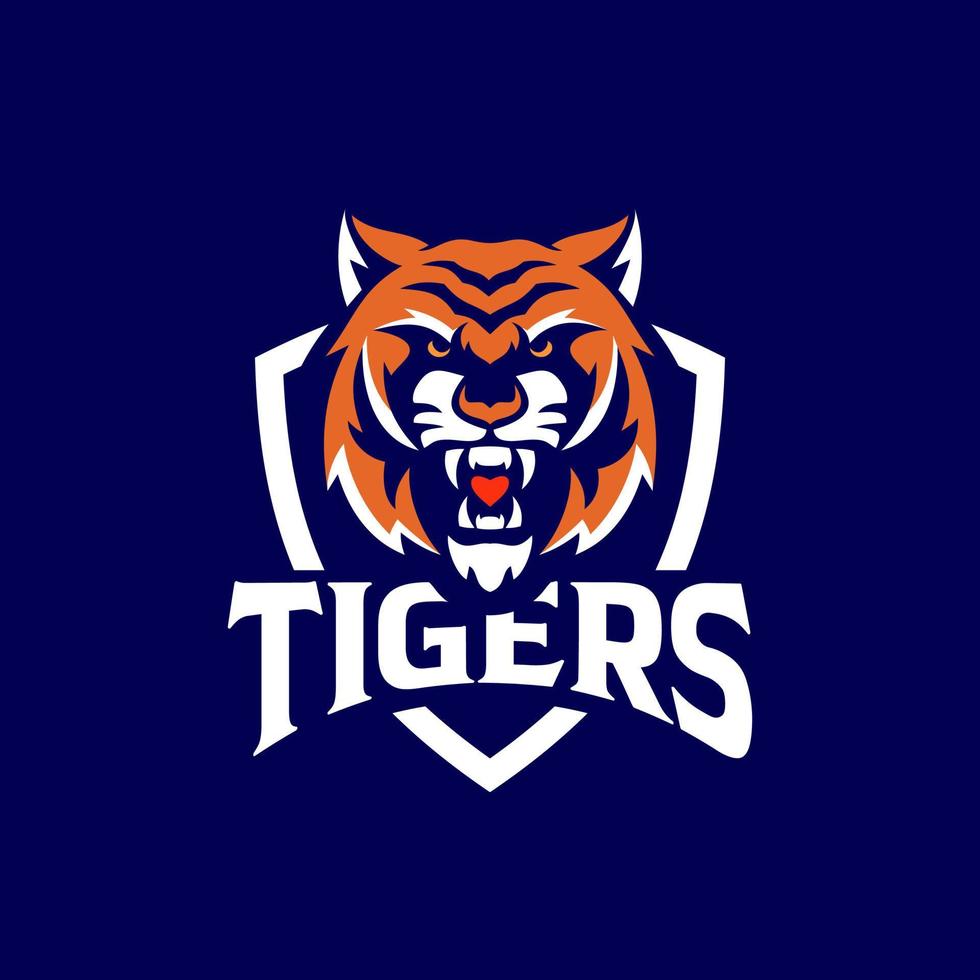 ilustración de la cabeza de tigre para el logotipo de deportes y juegos vector