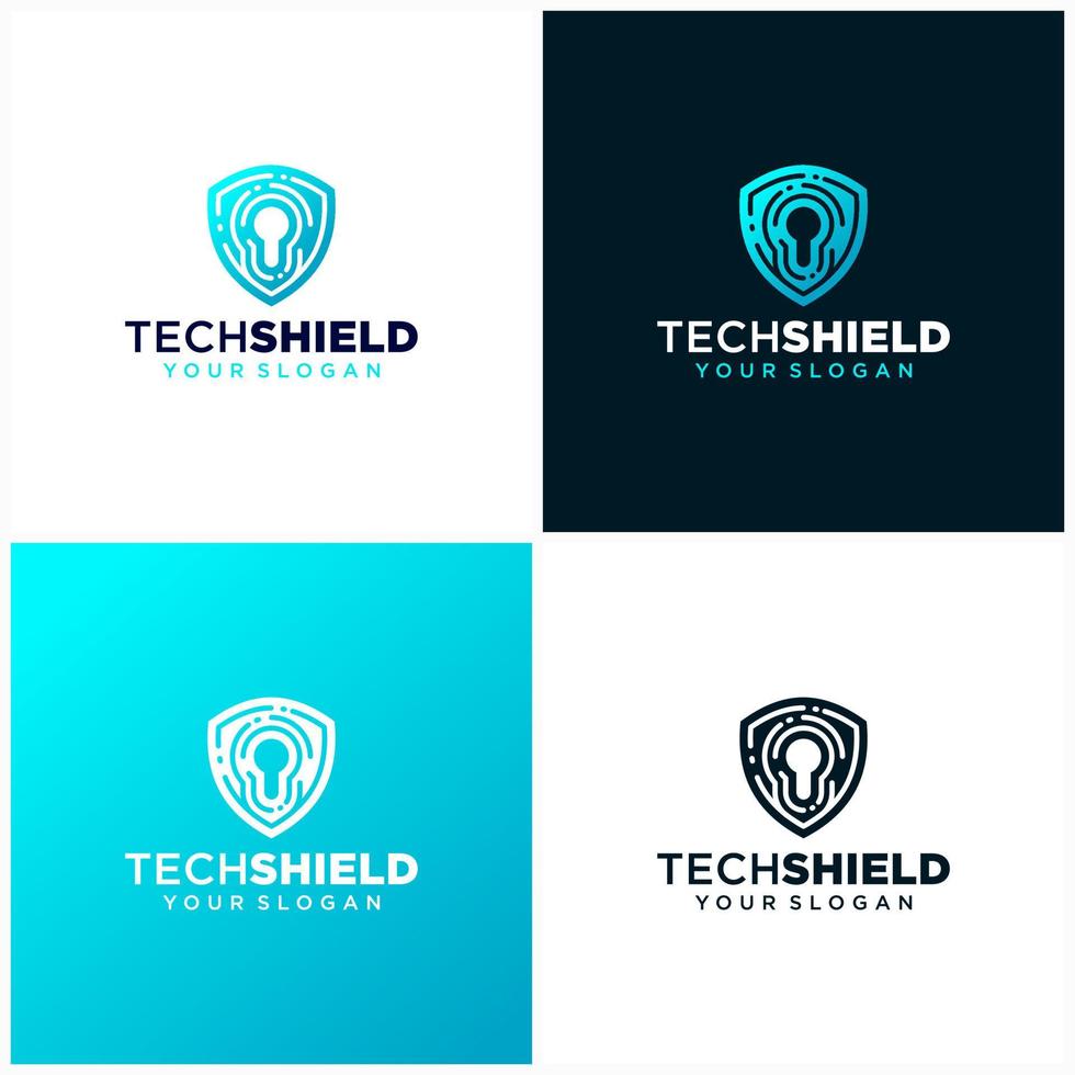 Shield Technology Logo Icon Stock Vector