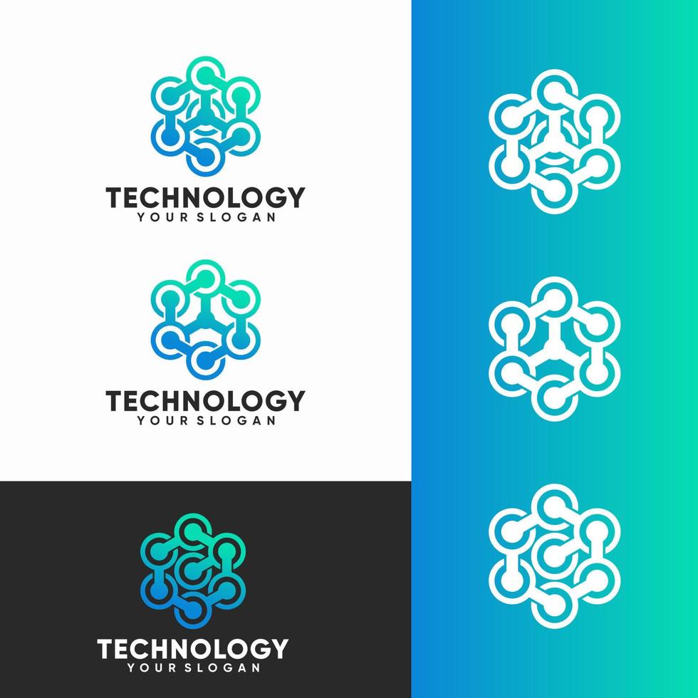 Modern Hexagon tech logo designs concept vector, Hexa Technology logo template vector