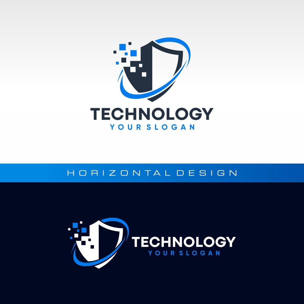 Shield Technology Logo Icon Stock Vector