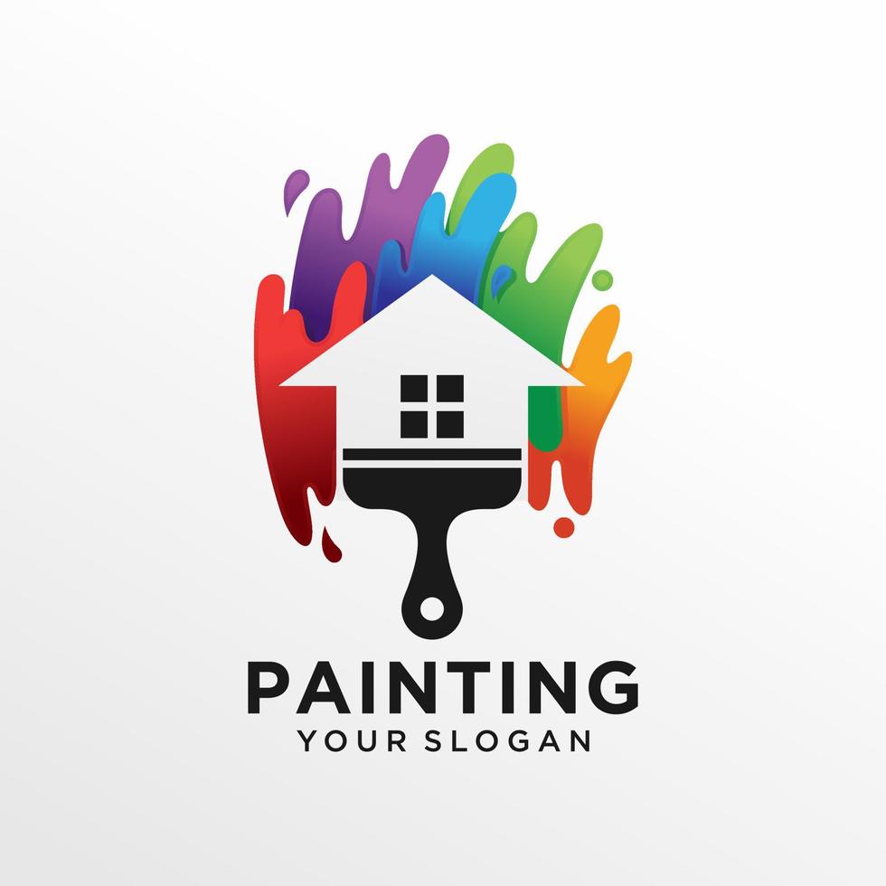 plantilla de vector de diseño de logotipo de pintura de casa