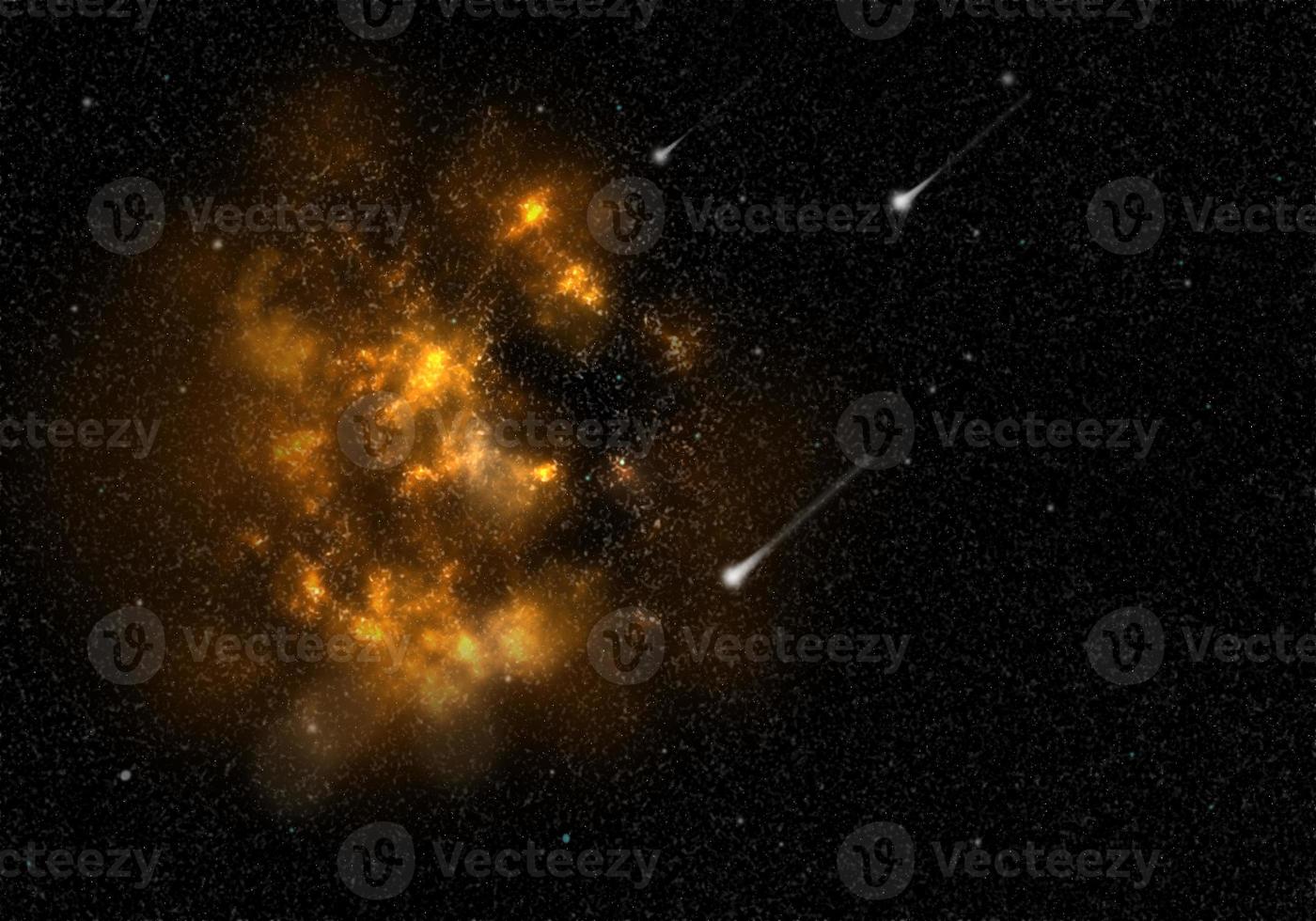 Beautiful orange nebula in starry night background photo