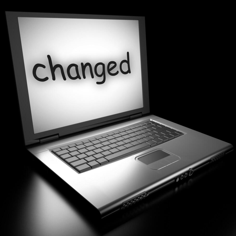 changed word on laptop 7611032 Stock Photo at Vecteezy
