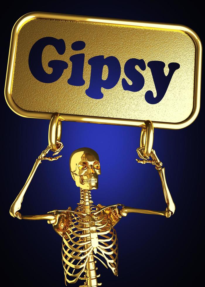 Gipsy word and golden skeleton photo