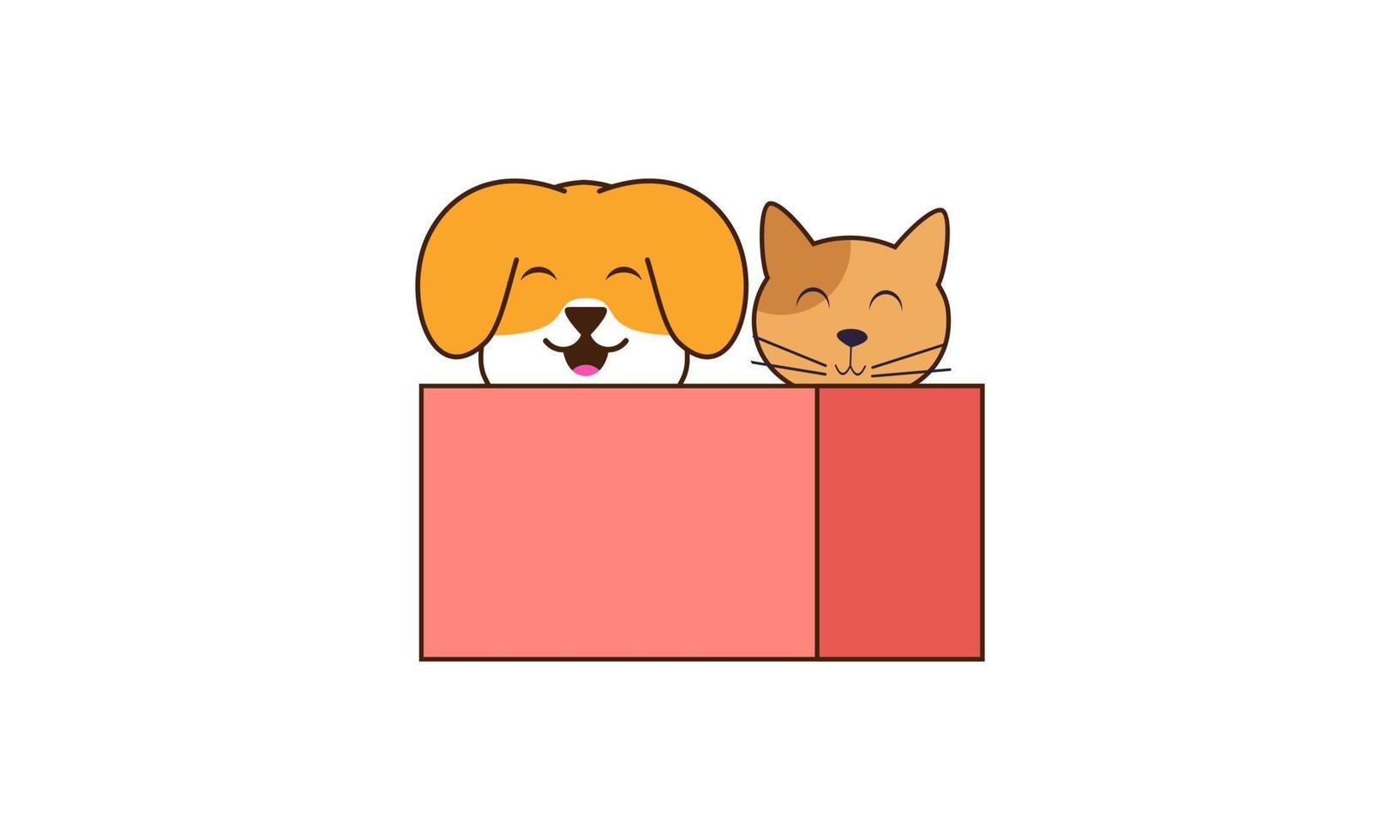 Cute cat and dog friend cartoon vector illustration. Animal friend icon concept