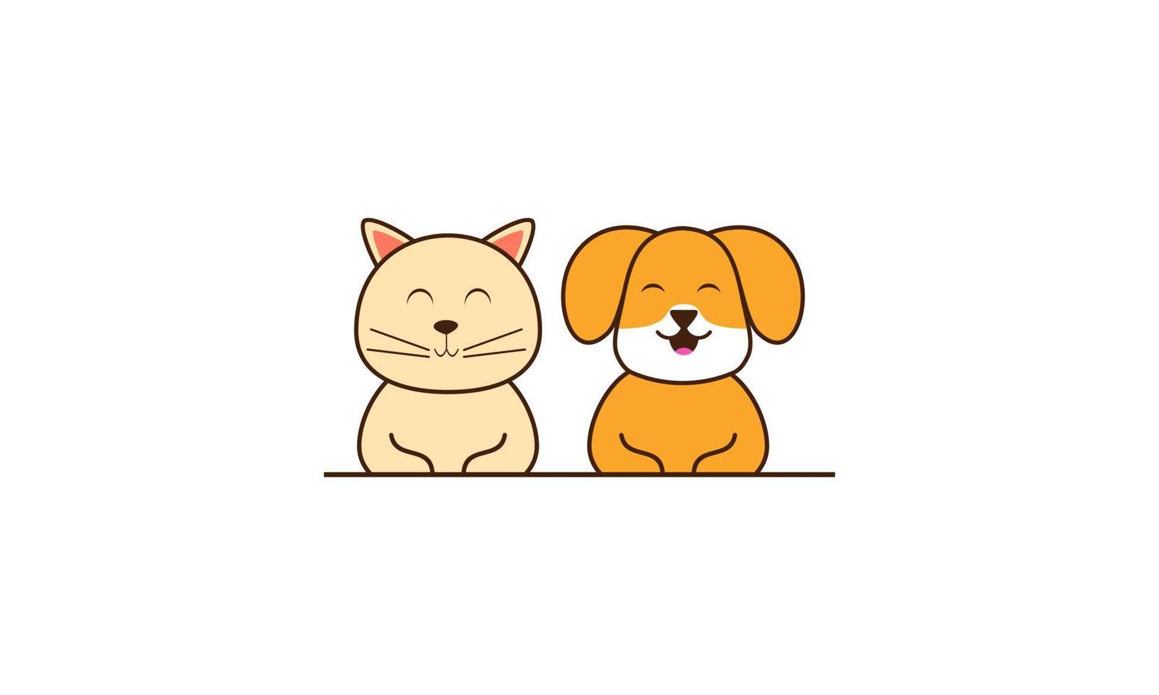 lindo gato y perro amigo dibujos animados vector ilustración. concepto de icono de amigo animal
