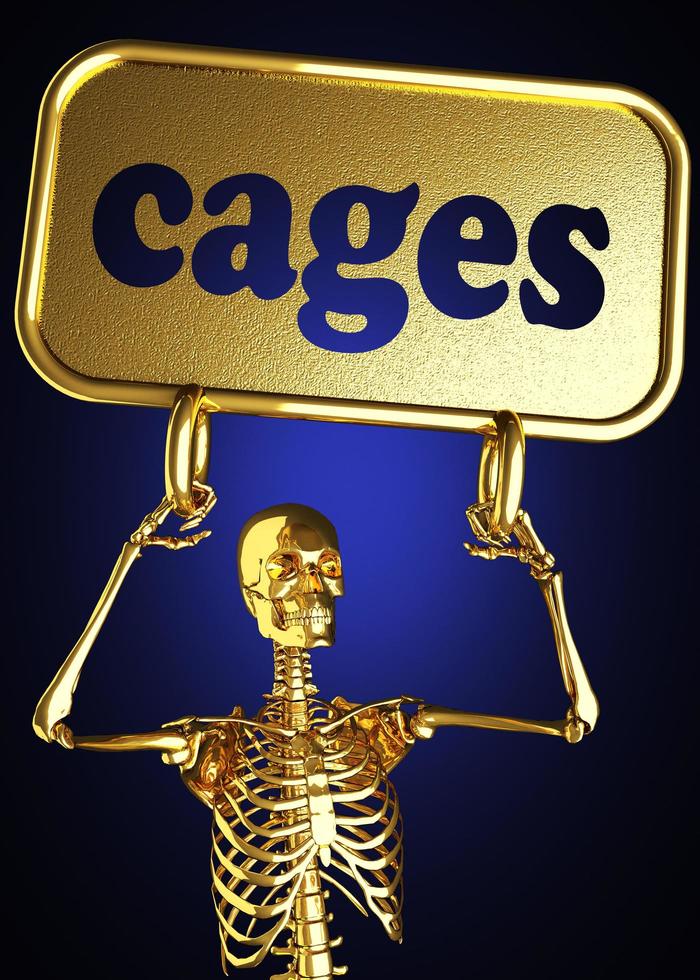 cages word and golden skeleton photo