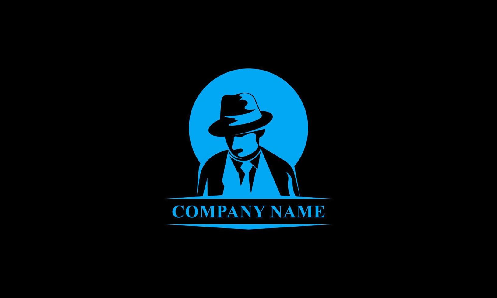 emblemas del logotipo de la mafia con cabeza de hombre de silueta abstracta de carácter con sombrero. ilustración vectorial de la vendimia vector