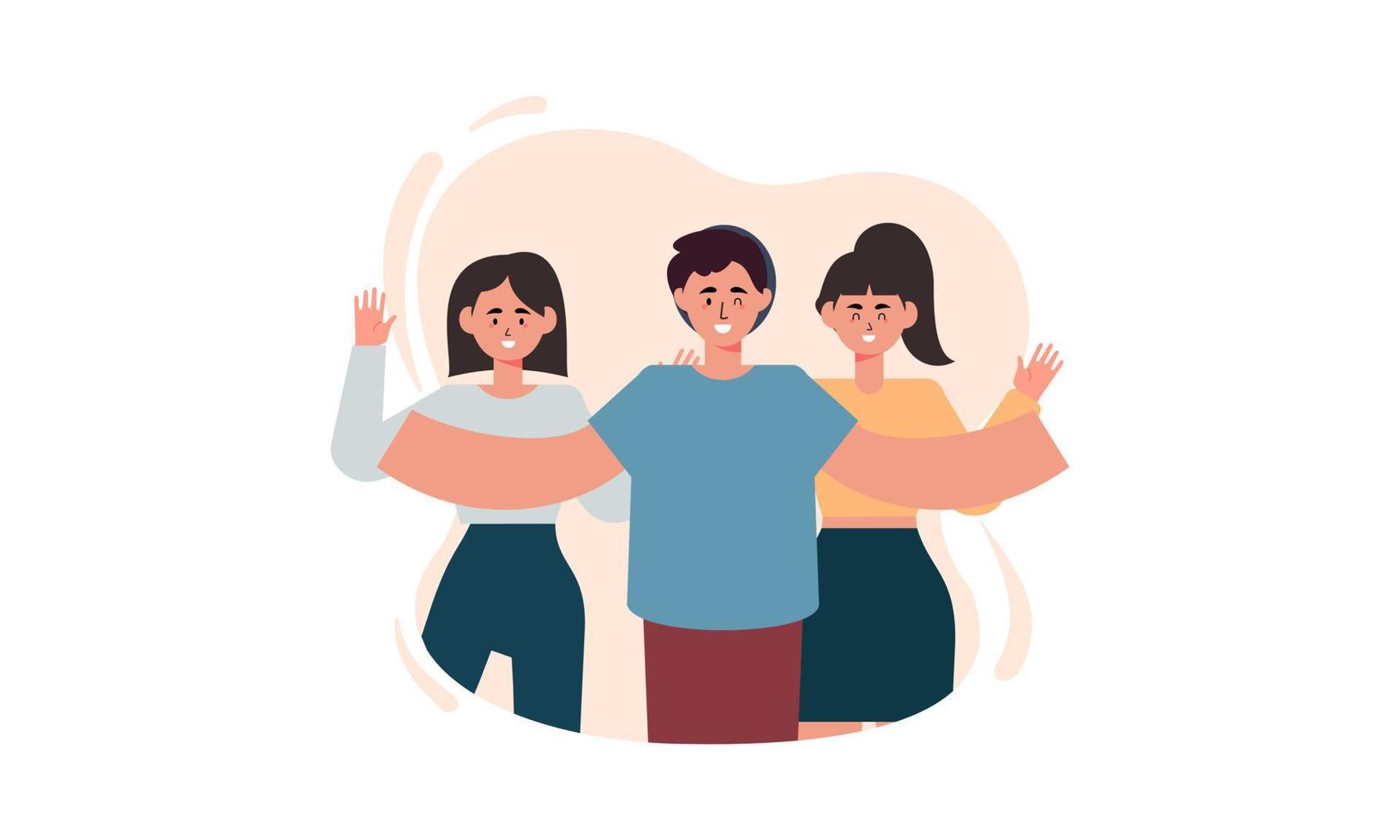Friends taking a selfie. Friendship and youth concept illustration vector